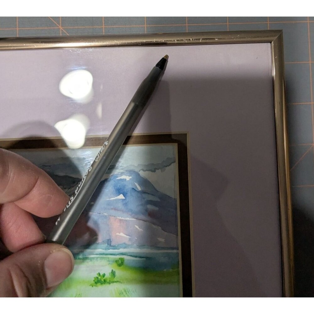 Framed Watercolor Landscape Painting Lavender Mat Rose-Gold Frame signed - Picture 6 of 15